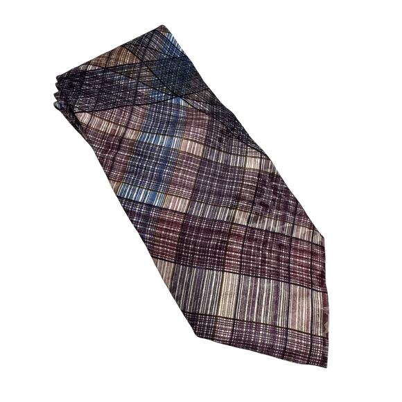 JIMMY PIKE Desert Designs Aboriginal Line Art 100% Silk Tie Red Tan Blue USA - Picture 1 of 6